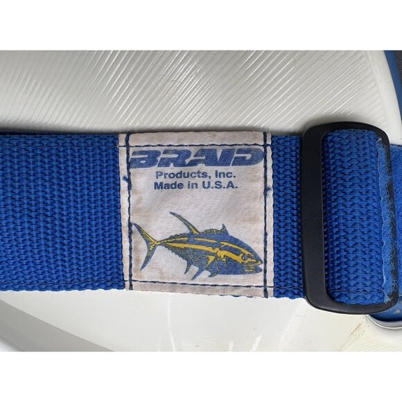 Vtg Braid Fishing Belt Rod Holder Adjustable Fighting Waist Belt Padded White - Picture 4 of 14